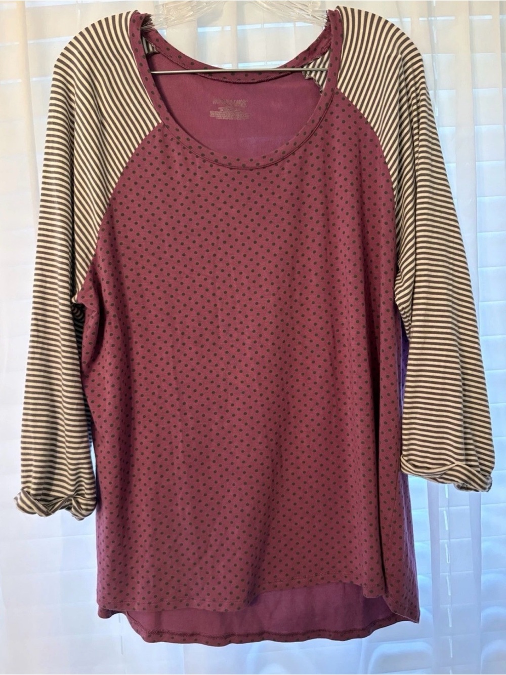 Jasmine & Ginger Women’s Sz. XL Baseball Style Purple & Grey Tee. Great Shape